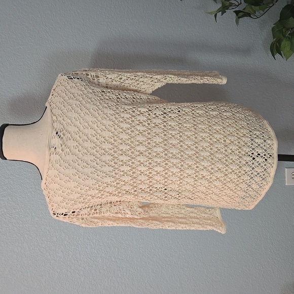 Vintage PACIFIC CONNECTIONS knit crochet sweater 90S Y2K One Size M/L Cream - Picture 10 of 16